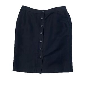 Ralph Lauren Black Button Front Linen Pencil Skirt with Pockets Size 12